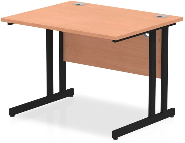 Dynamic Impulse Rectangular Desk with Twin Cantilever Legs - 1000mm x 800mm - Beech