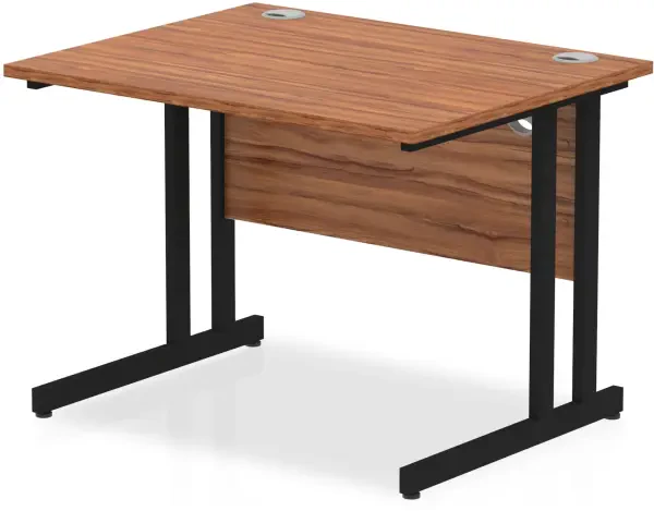 Dynamic Impulse Rectangular Desk with Twin Cantilever Legs - 1000mm x 800mm - Walnut