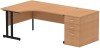 Dynamic Impulse Corner Desk with Cantilever Legs and 800mm Desk High Pedestal - 1600 x 1200mm - Oak