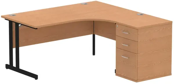 Dynamic Impulse Corner Desk with Cantilever Leg and 600mm Desk High Pedestal - 1600 x 1200mm