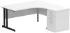 Dynamic Impulse Corner Desk with Cantilever Leg and 600mm Fixed Pedestal - 1400 x 1200mm - White