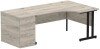 Dynamic Impulse Corner Desk with Cantilever Legs and 800mm Desk High Pedestal - 1600 x 1200mm - Grey oak