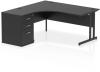 Dynamic Impulse Corner Desk with Cantilever Leg and 600mm Desk High Pedestal - 1600 x 1200mm - Black