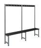 Probe Cloakroom Single Sided Hook Bench 2000 x 350mm - Black Polymer