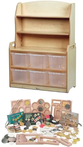 Millhouse Welsh Dresser Display Storage with 6 Clear Tubs & Loose Parts Kit