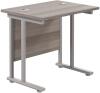 TC Twin Upright Rectangular Desk with Twin Cantilever Legs - 800mm x 600mm - Grey Oak