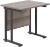 TC Twin Upright Rectangular Desk with Twin Cantilever Legs - 800mm x 600mm - Grey Oak