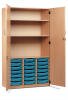 Monarch 21 Shallow Tray Storage Cupboard with Lockable Doors - Cyan