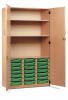 Monarch 21 Shallow Tray Storage Cupboard with Lockable Doors - Green