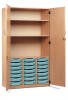 Monarch 21 Shallow Tray Storage Cupboard with Lockable Doors - Metal Blue