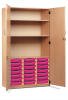 Monarch 21 Shallow Tray Storage Cupboard with Lockable Doors - Pink