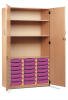 Monarch 21 Shallow Tray Storage Cupboard with Lockable Doors - Purple