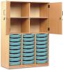 Monarch 24 Shallow Tray Storage Cupboard - Light Blue