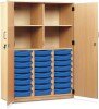 Monarch 24 Shallow Tray Storage Cupboard with Lockable Doors - Blue
