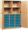 Monarch 24 Shallow Tray Storage Cupboard with Lockable Doors - Cyan