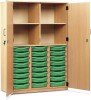 Monarch 24 Shallow Tray Storage Cupboard with Lockable Doors - Green