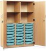 Monarch 24 Shallow Tray Storage Cupboard with Lockable Doors - Light Blue