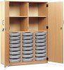 Monarch 24 Shallow Tray Storage Cupboard with Lockable Doors - Light Grey