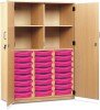 Monarch 24 Shallow Tray Storage Cupboard with Lockable Doors - Pink