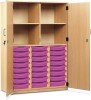 Monarch 24 Shallow Tray Storage Cupboard with Lockable Doors - Purple