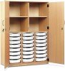 Monarch 24 Shallow Tray Storage Cupboard with Lockable Doors - White