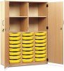 Monarch 24 Shallow Tray Storage Cupboard with Lockable Doors - Yellow