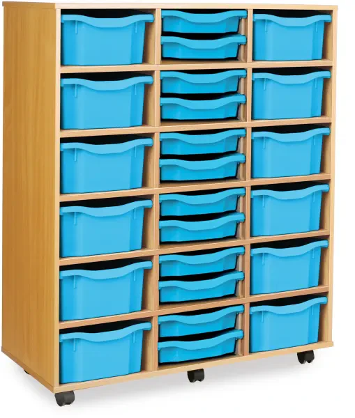 Monarch Classic Tray Storage Unit 24 trays, 12 Shallow and 12 Deep - Cyan