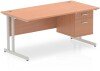 Dynamic Impulse Office Desk with 2 Drawer Fixed Pedestal - 1600 x 800mm - Beech