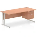 Dynamic Impulse Rectangular Desk with Cantilever Legs and 2 Drawer Top Pedestal - 1800mm x 800mm