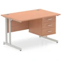 Dynamic Impulse Rectangular Desk with Cantilever Legs and 3 Drawer Top Pedestal - 1200mm x 800mm