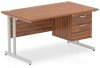 Dynamic Impulse Rectangular Desk with Cantilever Legs and 2 Drawer Top Pedestal - 1200mm x 800mm - Walnut