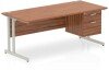 Dynamic Impulse Rectangular Desk with Cantilever Legs and 2 Drawer Top Pedestal - 1800mm x 800mm - Walnut