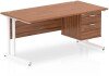 Dynamic Impulse Office Desk with 2 Drawer Fixed Pedestal - 1600 x 800mm - Walnut