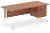 Dynamic Impulse Rectangular Desk with Cantilever Legs and 2 Drawer Top Pedestal - 1800mm x 800mm - Walnut