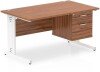 Dynamic Impulse Rectangular Desk with Cable Managed Legs and 2 Drawer Top Pedestal - 1400mm x 800mm - Walnut