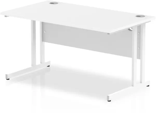 Dynamic Impulse Rectangular Desk with Twin Cantilever Legs - 1400mm x 800mm - White