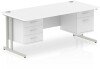 Dynamic Impulse Office Desk with 2 Drawer & 3 Drawer Fixed Pedestal - 1600 x 800mm - White