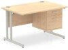 Dynamic Impulse Rectangular Desk with Cantilever Legs and 2 Drawer Top Pedestal - 1200mm x 800mm - Maple