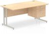 Dynamic Impulse Office Desk with 2 Drawer Fixed Pedestal - 1600 x 800mm - Maple