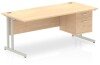 Dynamic Impulse Rectangular Desk with Cantilever Legs and 2 Drawer Top Pedestal - 1800mm x 800mm - Maple