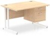Dynamic Impulse Rectangular Desk with Cantilever Legs and 2 Drawer Top Pedestal - 1200mm x 800mm - Maple