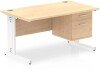 Dynamic Impulse Rectangular Desk with Cable Managed Legs and 2 Drawer Top Pedestal - 1400mm x 800mm - Maple