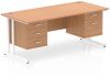 Dynamic Impulse Office Desk with 2 Drawer & 3 Drawer Fixed Pedestal - 1600 x 800mm - Oak