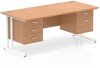 Dynamic Impulse Office Desk with 2 Drawer & 3 Drawer Fixed Pedestal - 1800 x 800mm - Oak