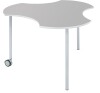 Metalliform Connect Shaped Table with Castors - 940 x 890mm - Light Grey