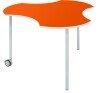 Metalliform Connect Shaped Table with Castors - 940 x 890mm - Orange Flame