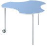 Metalliform Connect Shaped Table with Castors - 940 x 890mm - Soft Blue