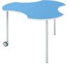Metalliform Connect Shaped Table with Castors - 940 x 890mm - Summer Blue