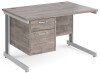 Gentoo Rectangular Desk with Cable Managed Legs and 2 Drawer Fixed Pedestal - 1200mm x 800mm - Grey Oak