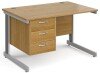 Gentoo Rectangular Desk with Cable Managed Legs and 3 Drawer Fixed Pedestal - 1200mm x 800mm - Oak